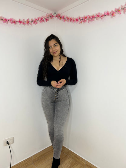 SKINNY BOTONES GRIS 🩶